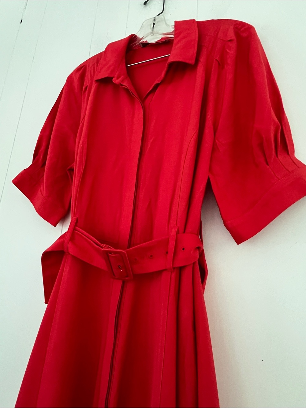 LOFT Classic Red Belted Tailored Shirt Dress Size 12 - Picture 10 of 15